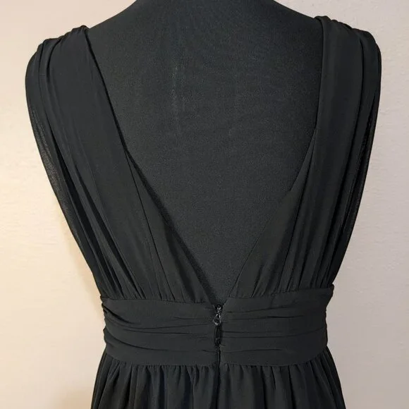 Lulus Size Medium Heavenly Hues Black Chiffon Deep V-Neck Maxi Dress - Picture 8 of 12